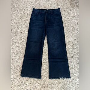 LOFT Dark Blue Flare Jeans w/ raw hem